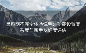 黑料网不完全体验说明：功能设置复杂度与新手友好度评估