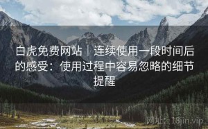 白虎免费网站｜连续使用一段时间后的感受：使用过程中容易忽略的细节提醒