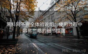 黑料网不完全体验说明：使用过程中容易忽略的细节提醒