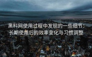 黑料网使用过程中发现的一些细节：长期使用后的效率变化与习惯调整