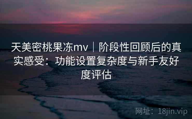 天美密桃果冻mv｜阶段性回顾后的真实感受：功能设置复杂度与新手友好度评估