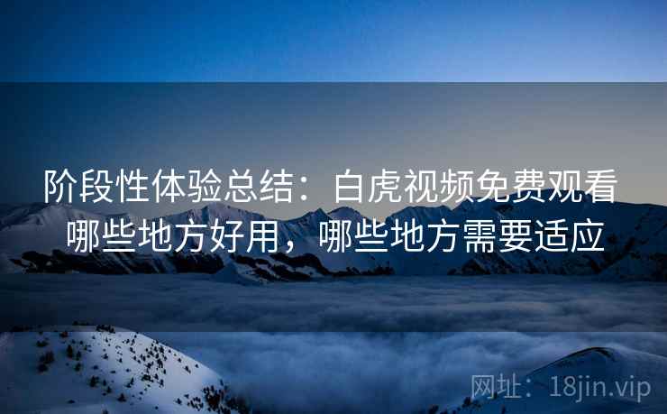 阶段性体验总结:白虎视频免费观看 哪些地方好用,哪些地方需要适应 阶段性体验总结:白虎视频免费观看 哪些地方好用,哪些地方需要适应