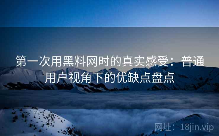 第一次用黑料网时的真实感受：普通用户视角下的优缺点盘点